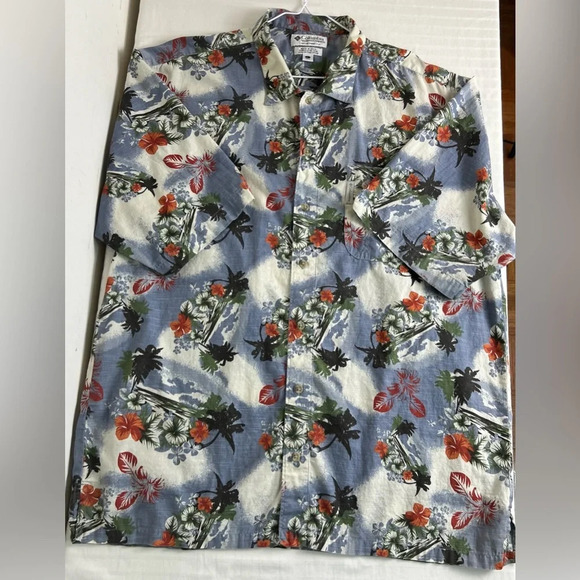 Columbia Men's Hawaiian Button Down Aloha Shirt SZ L - Picture 4 of 9